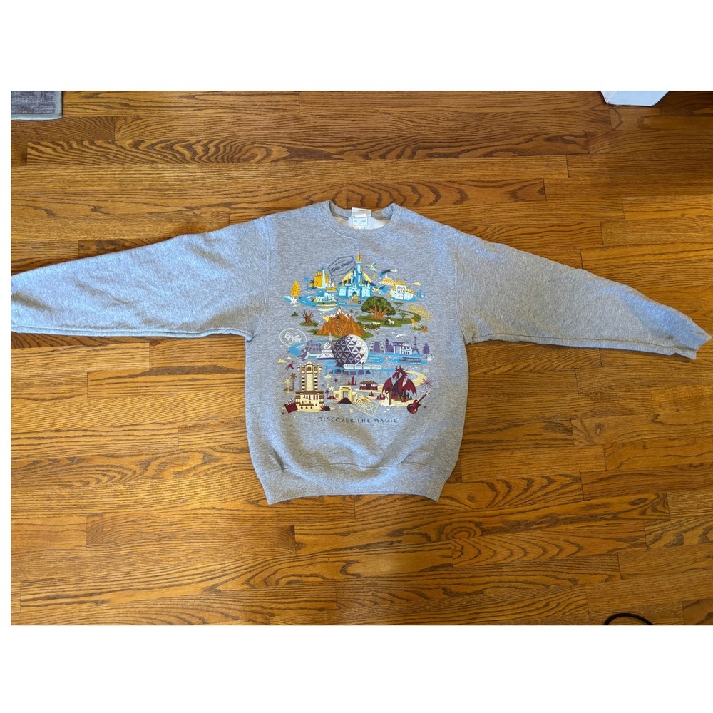 Disney Parks Discover The Magic Gray Crewneck Sweatshirt Walt Disney World Small